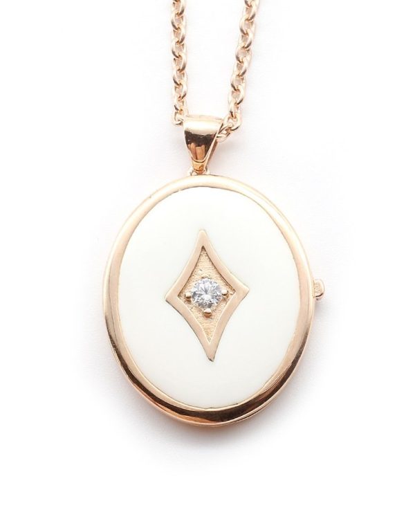 VICTORIA WHITE ENAMEL MEDALLION NECKLACE