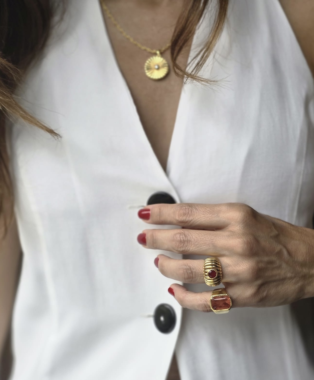 ATHENS BURGUNDY STONE RING - Image 2