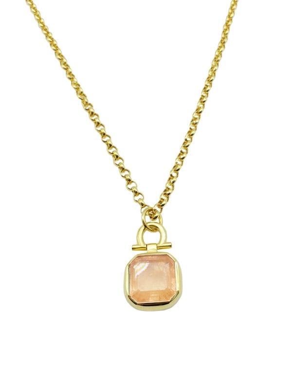 Rita pembe kristal taşlı kolye